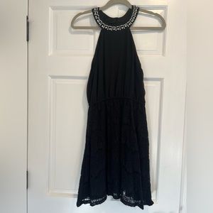 Black Dress with Pearls